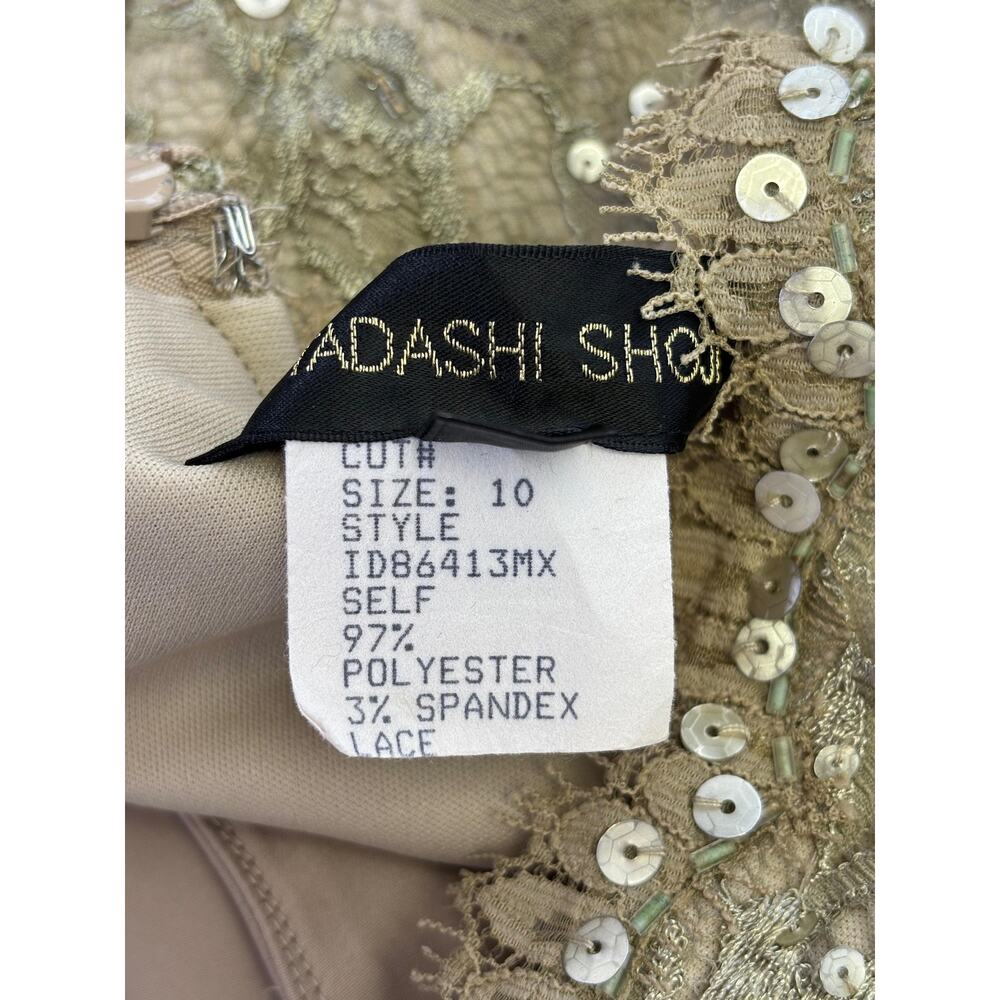Tadashi Shoji Dress Womens 10 Beige Sequin Lace Sheath Knee Length Cocktail - Picture 4 of 7